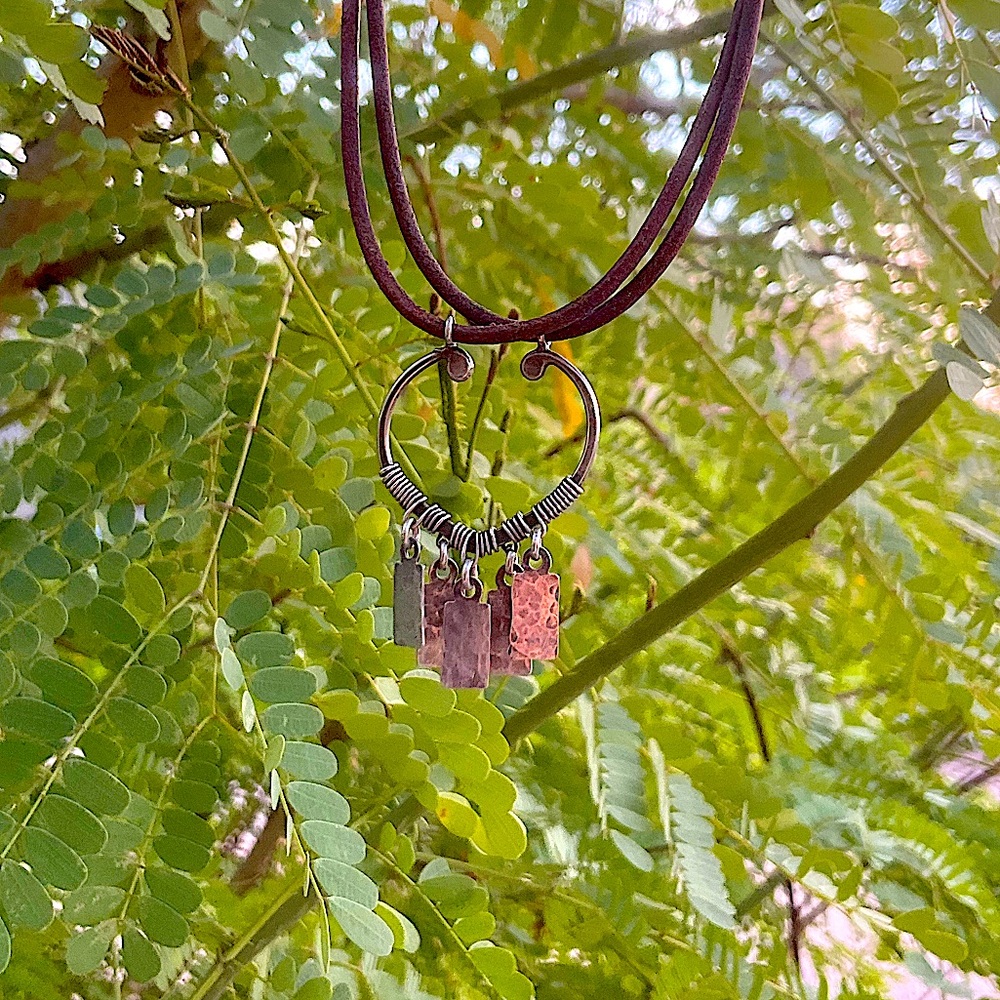 Sterling Silver Dangle Pendant on Leather Necklace - Picture 5 of 6